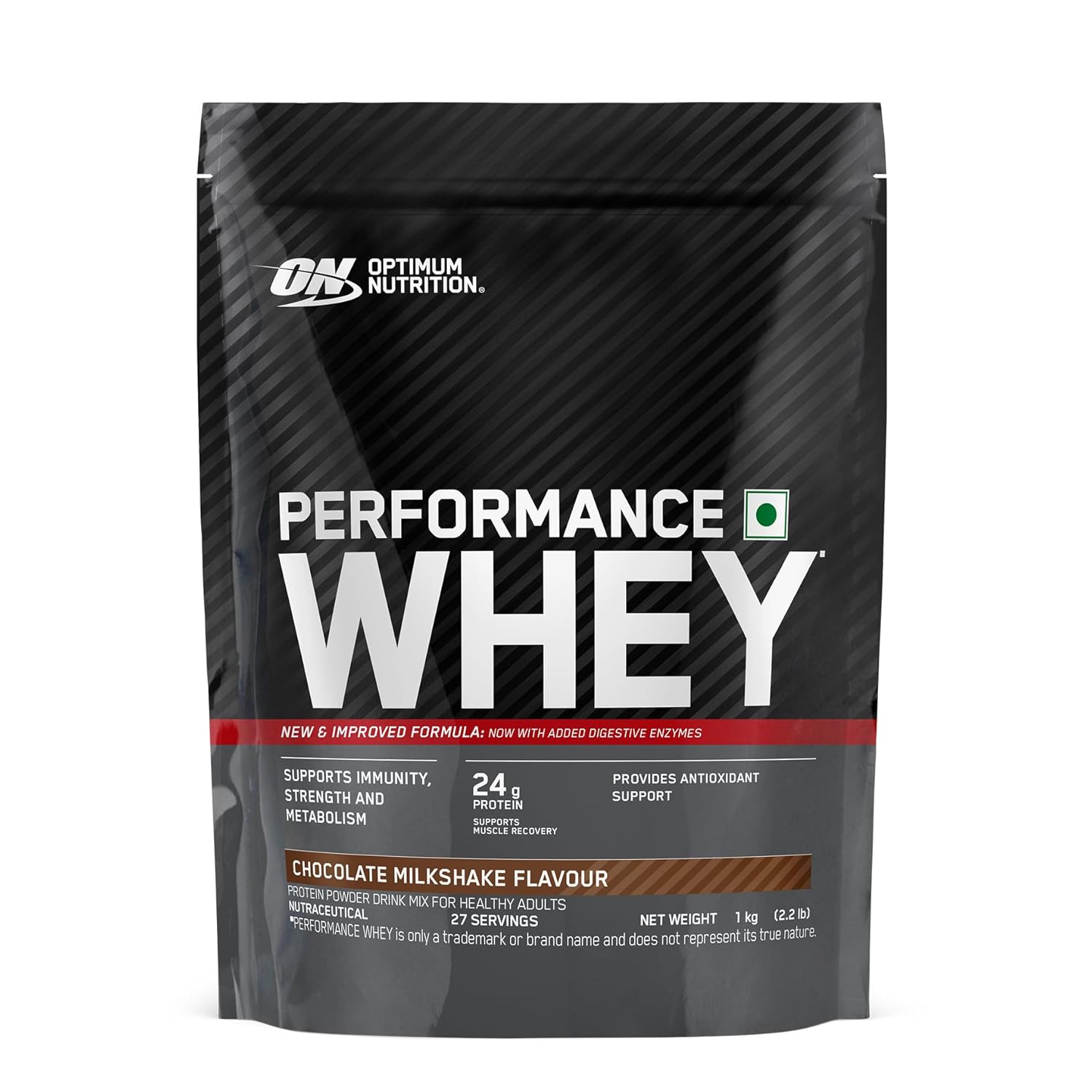 Optimum Nutrition (ON) Performance Whey Protein Powder, 24g Protein,1Kg (Chocolate Milkshake), Ultra-Filtered and Concentrated Whey Protein